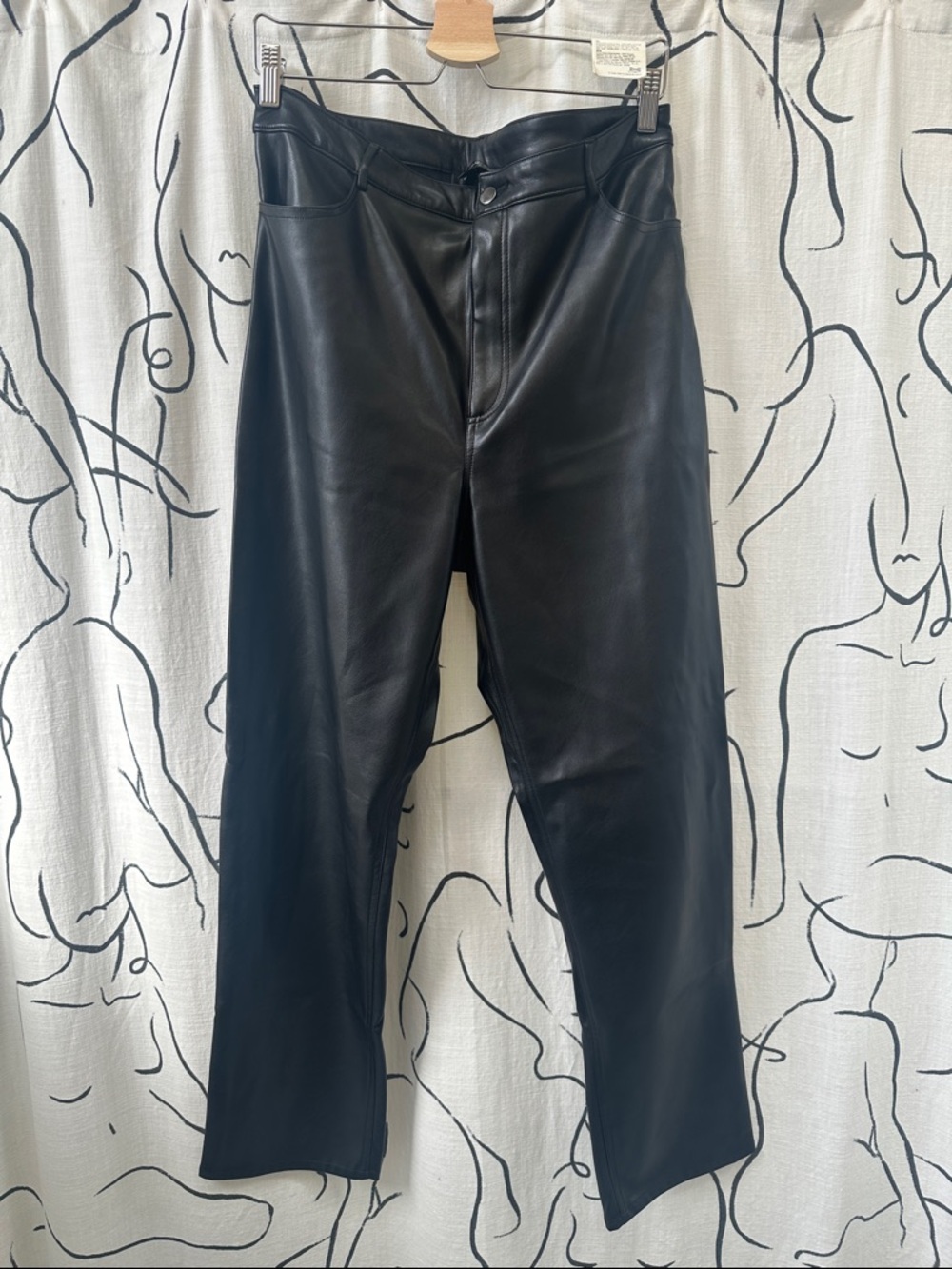 Dynamite Black Slim Straight Leather Jeans